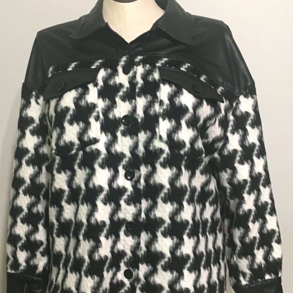 Vince Camuto Sparkle and Shine Black and White Plaid Jacket Large - Picture 1 of 6